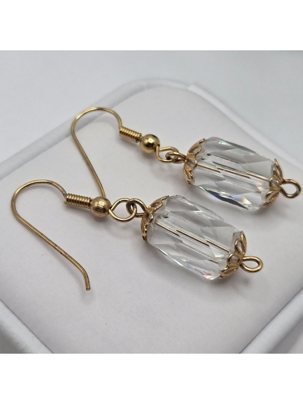✨2/$10✨ Clear Crystal Yellow Gold-tone Costume Earrings Dangle Sparkle